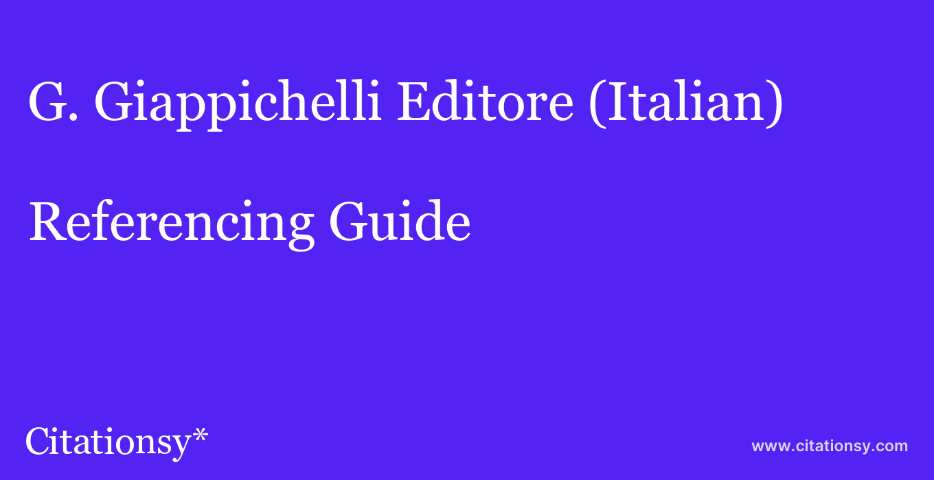 cite G. Giappichelli Editore (Italian)  — Referencing Guide